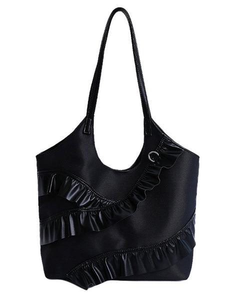 トートバッグ 大容量 肩掛けバッグ 合皮 ラッフルフリルバッグ 韓国風 大人可愛い 手提げバッグ フェイクレザー 通学通勤 ハンドバッグ A4サイズ 2WAY鞄 77YUEL-001